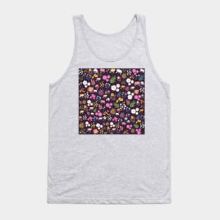 Abstract Leaves & Flowers Pattern In Purple Background Tank Top